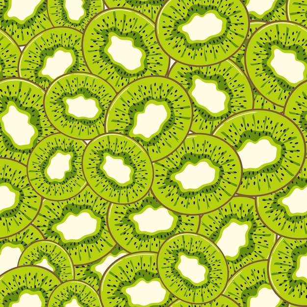 ベクトル ミニマルなスタイルのキウイ夏のシームレスなパターン熱帯のエキゾチックなフルーツの葉健康食品メニュー カフェの壁紙生地ラッピング背景