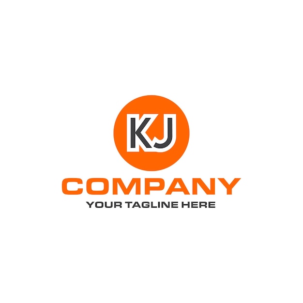 KJ letter rounded shape logo design