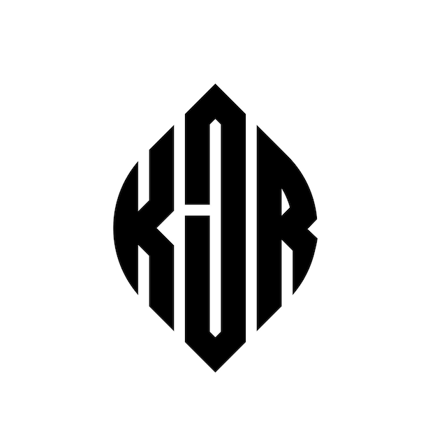 Vector kjr circle letter logo design with circle and ellipse shape