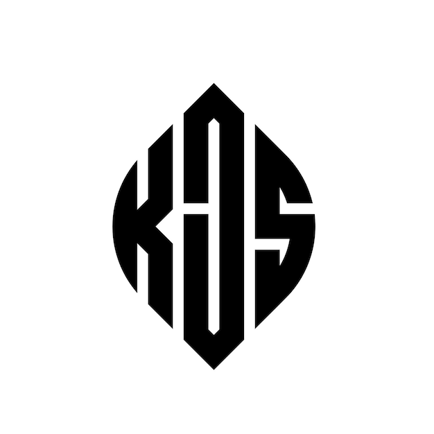 원과 타원 모양의 KJS 타원 문자 로고 디자인 3개의 이니셜이 원 로고를 형성 KJS 원 블럼 추상 모노그램 문자 표지 터