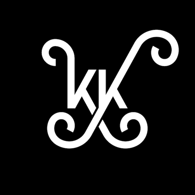 Vettore design del logo di lettera su sfondo nero kk iniziali creative concetto di logo di lettera kk design di lettera kk design di lettera bianca su sfondo nera k k k k logo