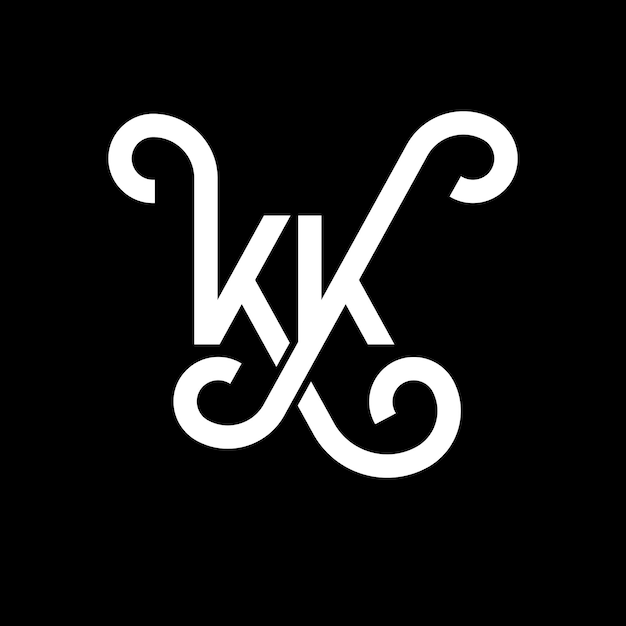 Vettore design del logo di lettera su sfondo nero kk iniziali creative concetto di logo di lettera kk design di lettera kk design di lettera bianca su sfondo nera k k k k logo