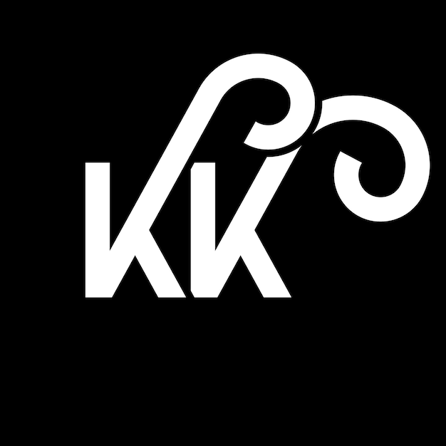 Вектор Литературный дизайн логотипа на черном фоне кк креативные инициалы литературная концепция логотипа кк литература кк