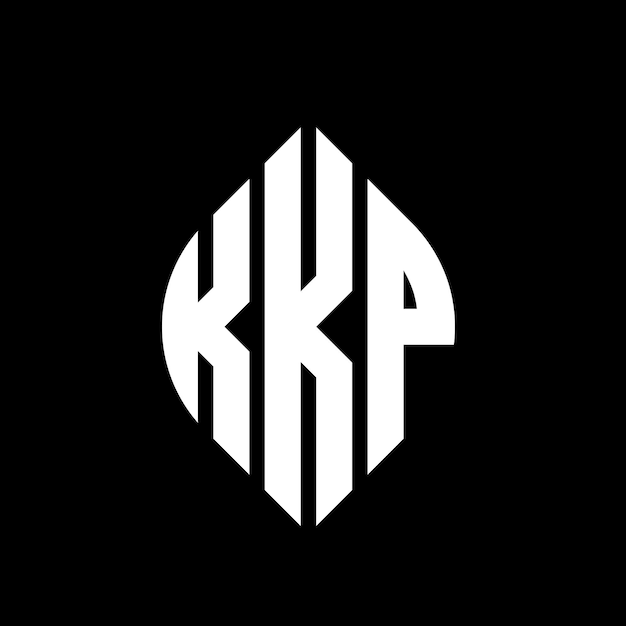 円と円の形状の KKP エリプス文字のデザイン3つのイニシャルが円のロゴを形成する KKP 円のエンブレムアブストラクトのモノグラム文字マークベクトル