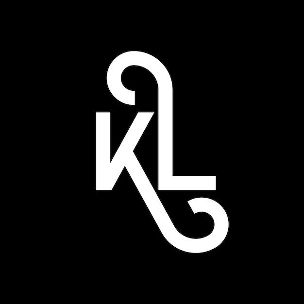 ベクトル 黒い背景のklロゴのデザイン  黒い裏に白い文字のkl ロゴのデザイン