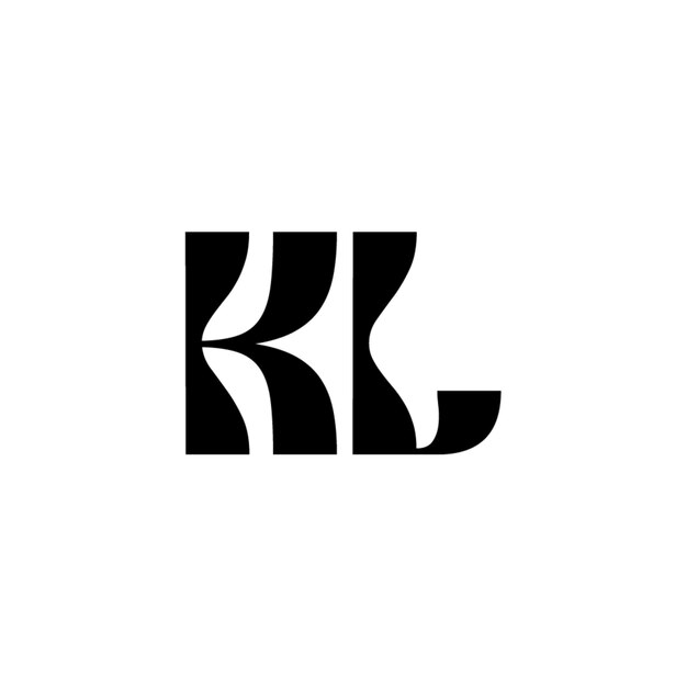KL モノグラムロゴ デザイン文字 テキスト名 シンボル モノクロロゴタイプ アルファベット文字 シンプルロゴ
