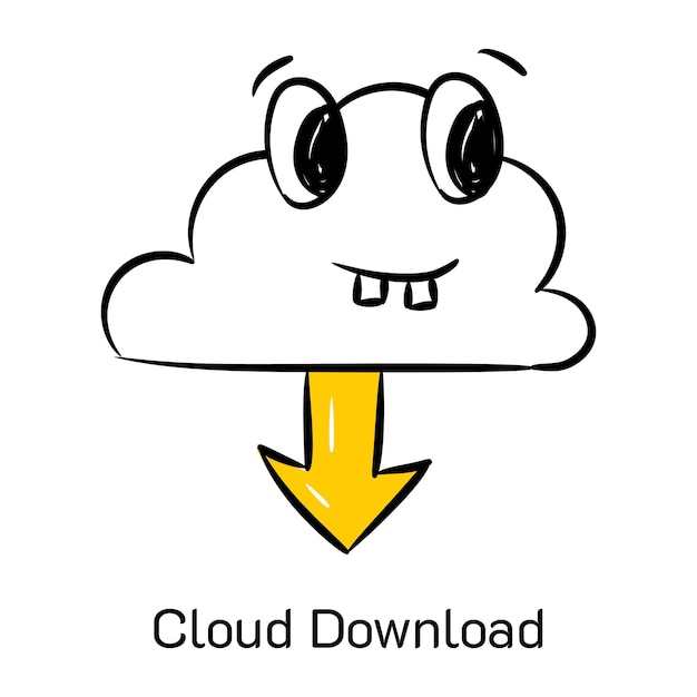 Klaar om handgetekend pictogram van clouddownload te gebruiken