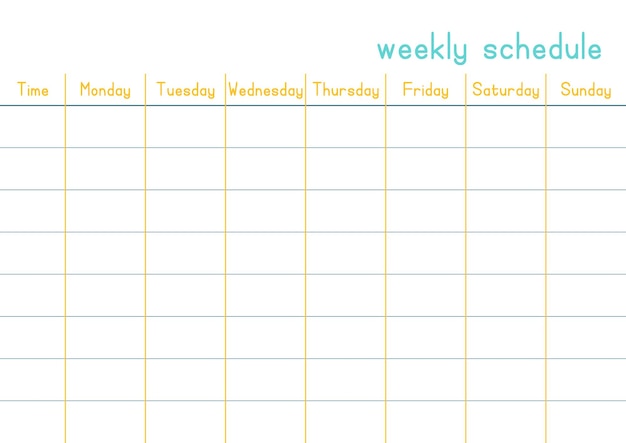 Vector klaar om weekschema af te drukken