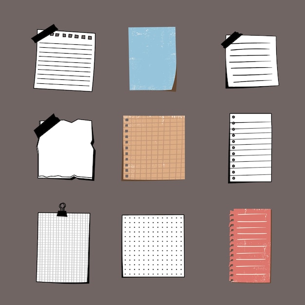 Kladblok notitie-element papier decoratieset