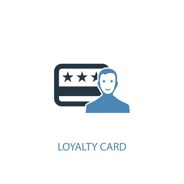 Klantenkaart concept 2 gekleurd pictogram. Eenvoudige blauwe elementenillustratie. loyaliteitskaart concept symbool ontwerp. Kan worden gebruikt voor web- en mobiele UI/UX