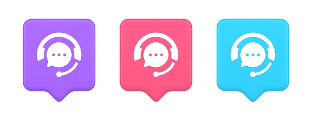 Klantenondersteuning live chat service knop informatie messaging consulting 3D-pictogram