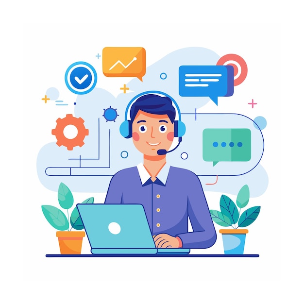 Klantenservice platte ontwerp illustratie