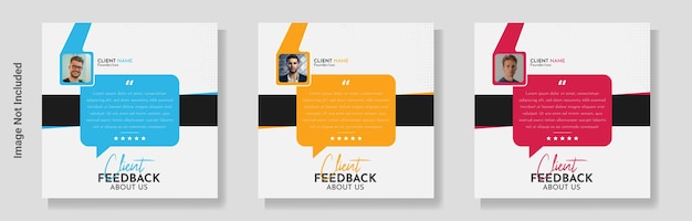 Klantfeedback social media post ontwerpsjabloon set