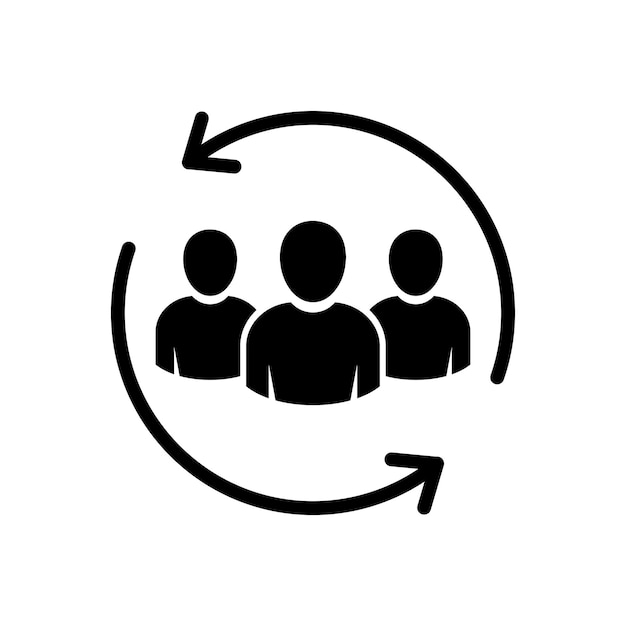 Klantpictogram Klantbehoud Terugkerende klanten Vector Glyph-pictogram Human resource management Retourbord Beheerde zorg Klantrelatiebeheer Werknemer Praktijk CRM