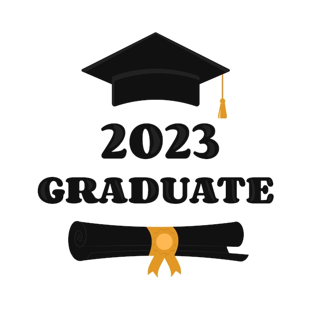 Klasse van 2023 Badge Gefeliciteerd Afgestudeerden Design Concept Vector Grad Label