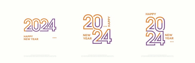 Klassiek en uniek gelukkig nieuwjaar vectorontwerp Premium ontwerpconcept met zeer zachte kleuren Premium vectoren 2024