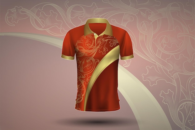 Klassiek gegraveerd rood cricket jersey-ontwerp