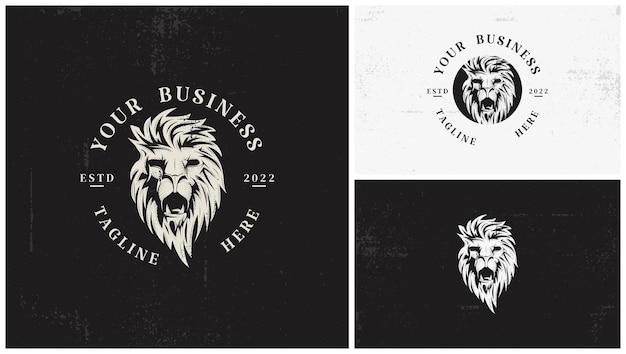 Klassiek leeuwengezicht-logo met ronde letters