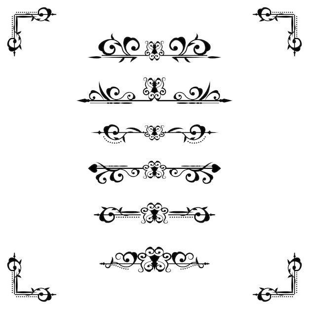 Klassiek ornamentframe, vintage randset Premium Vector