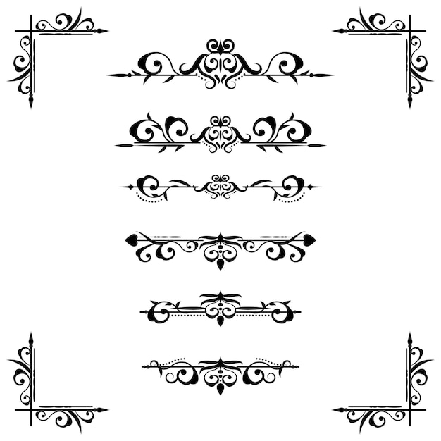Klassiek ornamentframe, vintage randset Premium Vector