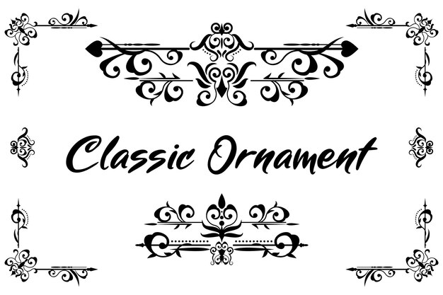 Klassiek ornamentframe, vintage randset Premium Vector