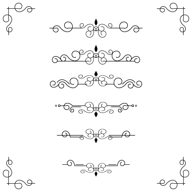 Klassiek ornamentframe, vintage randset Premium Vector