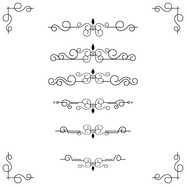 Klassiek ornamentframe, vintage randset premium vector