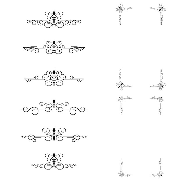 Klassiek ornamentframe, vintage randset Premium Vector