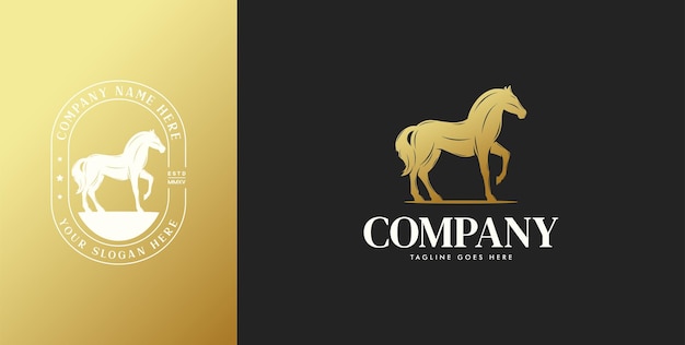 Klassiek paardenlogo in luxe gouden kleur