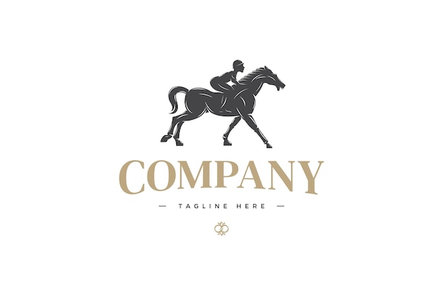 Klassiek paardenrace-logo met gedurfde ontwerpillustratie