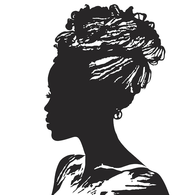 Klassiek portret Het silhouet van de zwarte vrouw