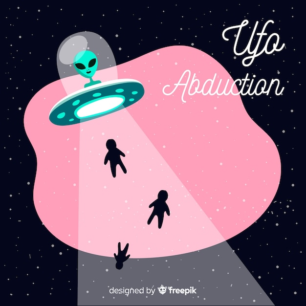 Vector klassiek ufo-abductieconcept met plat ontwerp