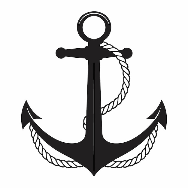Klassiek zwart anker silhouet met touw