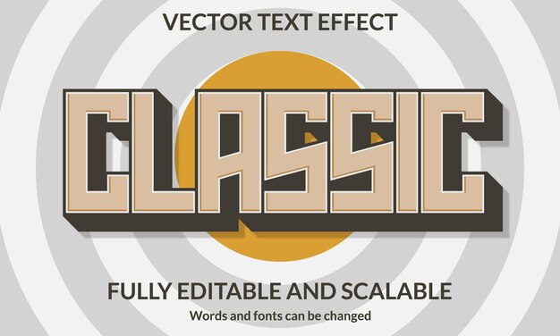 Vector klassieke 3d bewerkbare tekst-effect typografie vector sjabloon