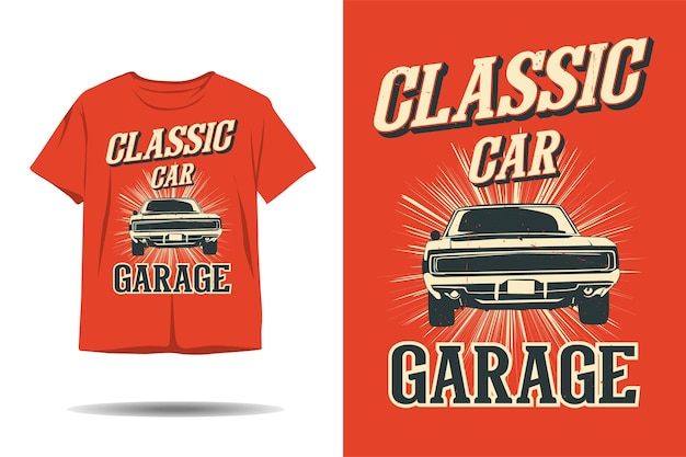 Klassieke auto garage silhouet tshirt ontwerp