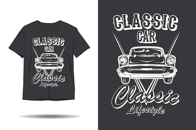 Klassieke auto klassieke levensstijl silhouet tshirt ontwerp