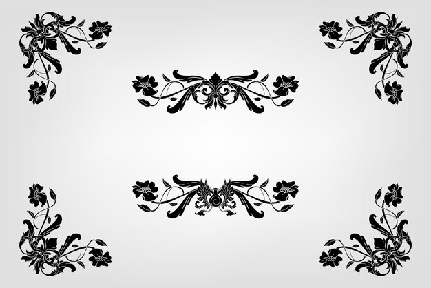 Vector klassieke barok filigree decoratie ornament vintage floral border stijl antieke kunst retro