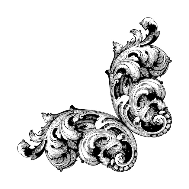 Vector klassieke barok van vintage element voor ontwerp. decoratief element filigraan kalligrafie.