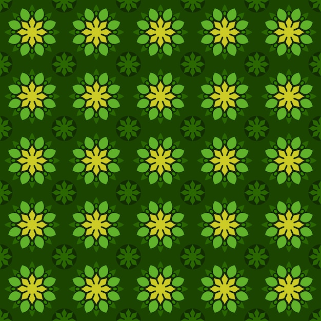 Klassieke batik naadloze patroon achtergrond. Luxe geometrisch mandala behang. Elegant traditioneel bloemenmotief in groene kleur