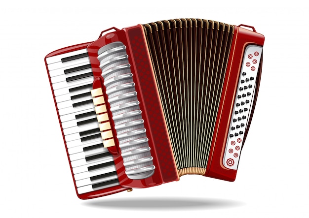 Klassieke bayan, accordeon, harmonisch, joodse harp. Muziekinstrument. illustratie