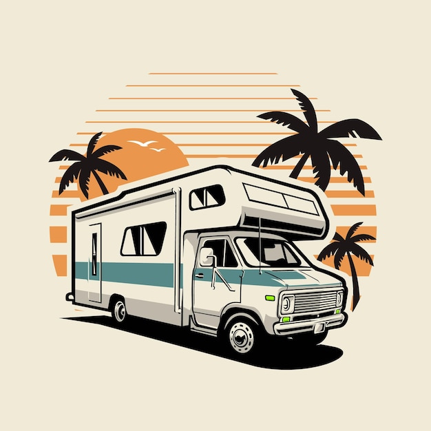 Vector klassieke camper camper rv caravan illustratie vector art