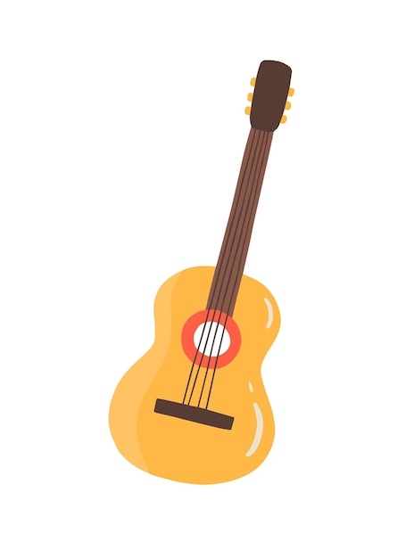 Klassieke Cubaanse gitaar platte vectorillustratie. Traditionele vier-snarige muziekinstrument geïsoleerd. Symbool van volks- en kunstmuziek. Snaargeplukte akoestische gitaar of ukelele voor geluidsweergave.