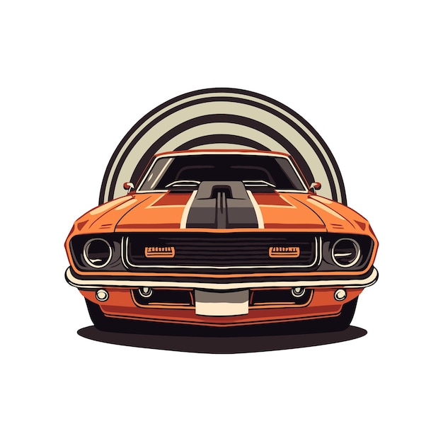 Klassieke custom muscle car racen in retro stijl vectorillustratie voor log icon badge