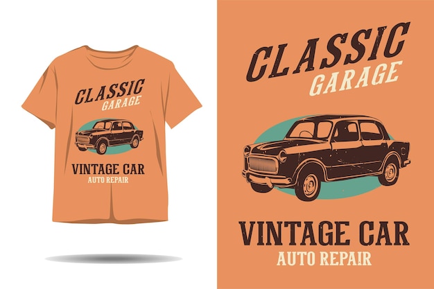 Klassieke garage vintage auto auto reparatie silhouet tshirt ontwerp