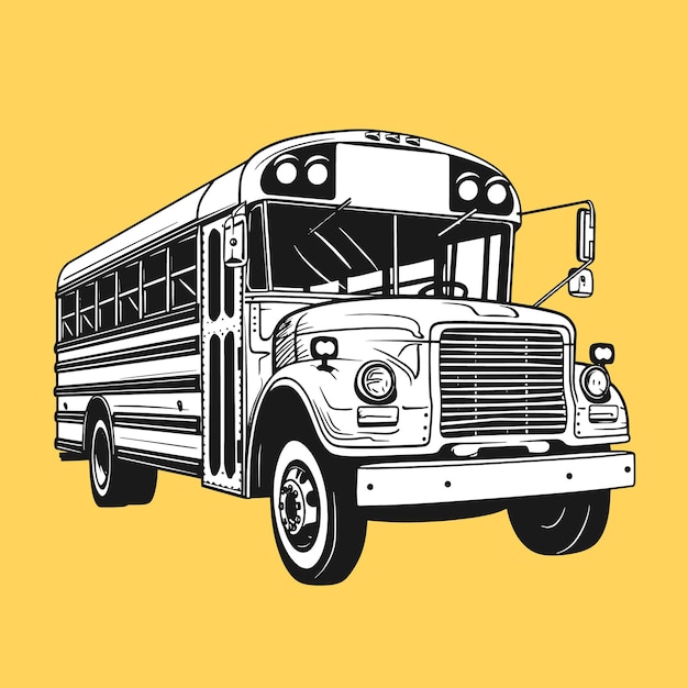 Vector klassieke gele schoolbus op gele achtergrond