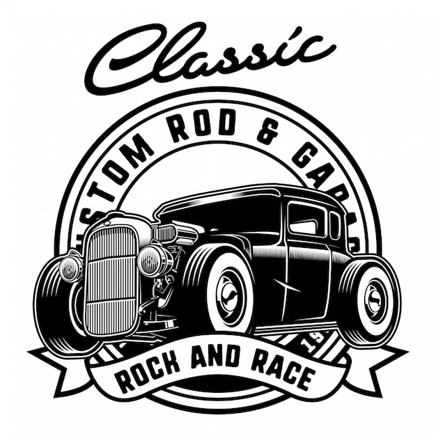 Klassieke hotrod met badge