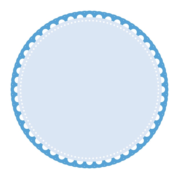 Klassieke lichtblauwe cirkelrand met kanten van kanten Decoratie Blank Sticker Label achtergrond
