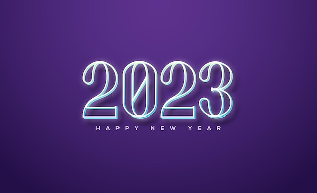 Klassieke lijntekeningen gelukkig nieuwjaar 2023 in sprankelend wit