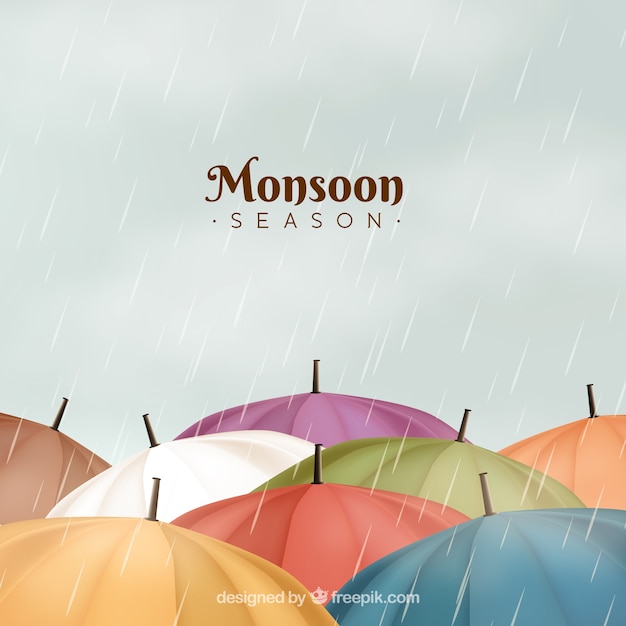 Klassieke moessonseizoensamenstelling met realistisch ontwerp