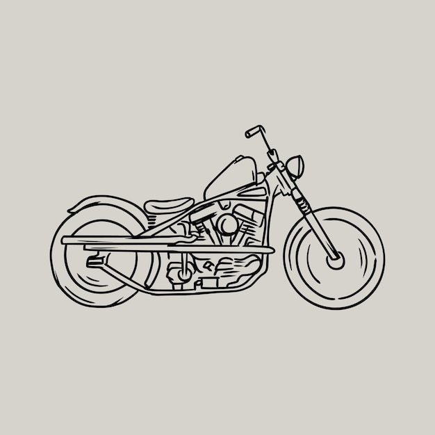 Vector klassieke motorfiets chopper illustratie handtekening